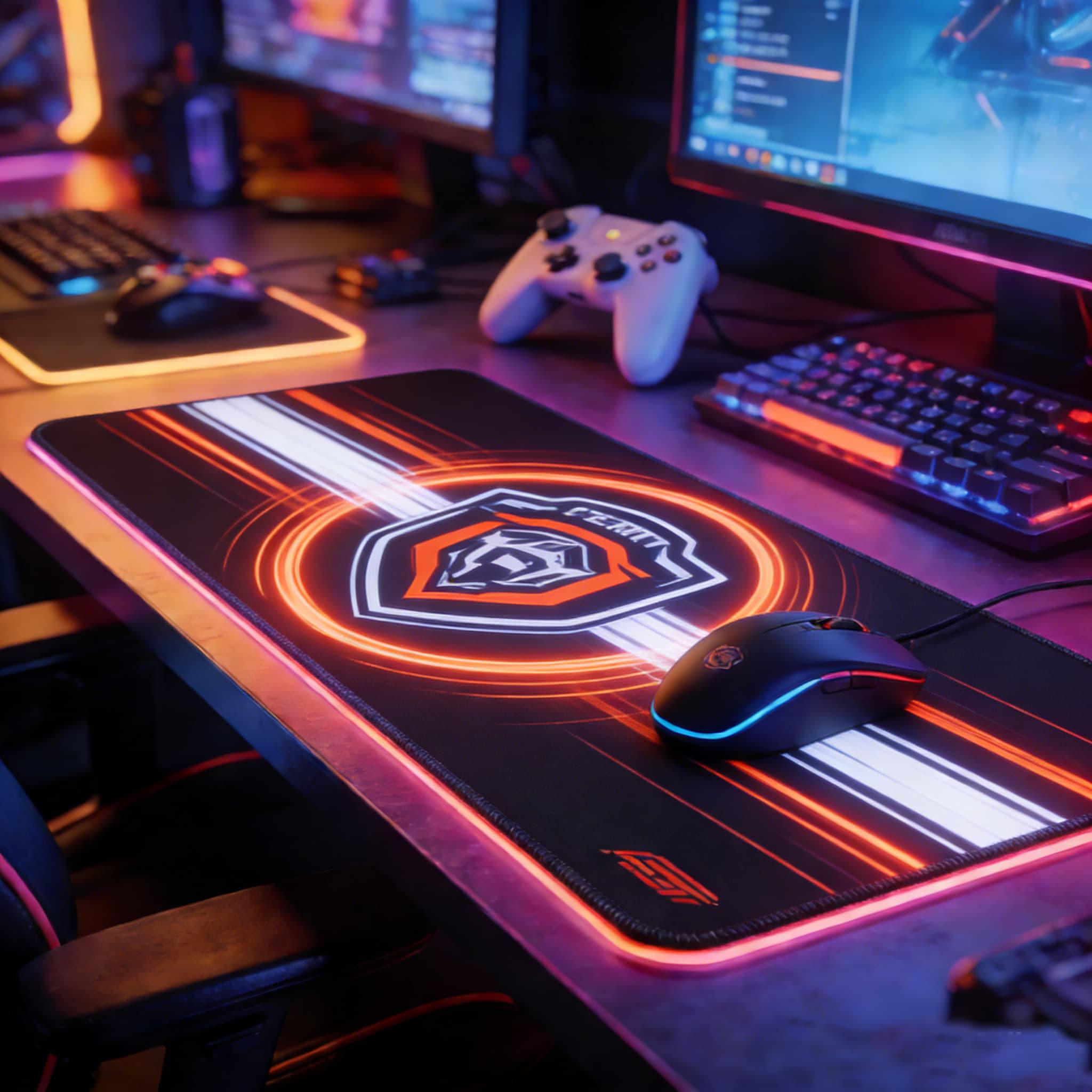 Extended Gaming Desk Mat with Stitched Edge