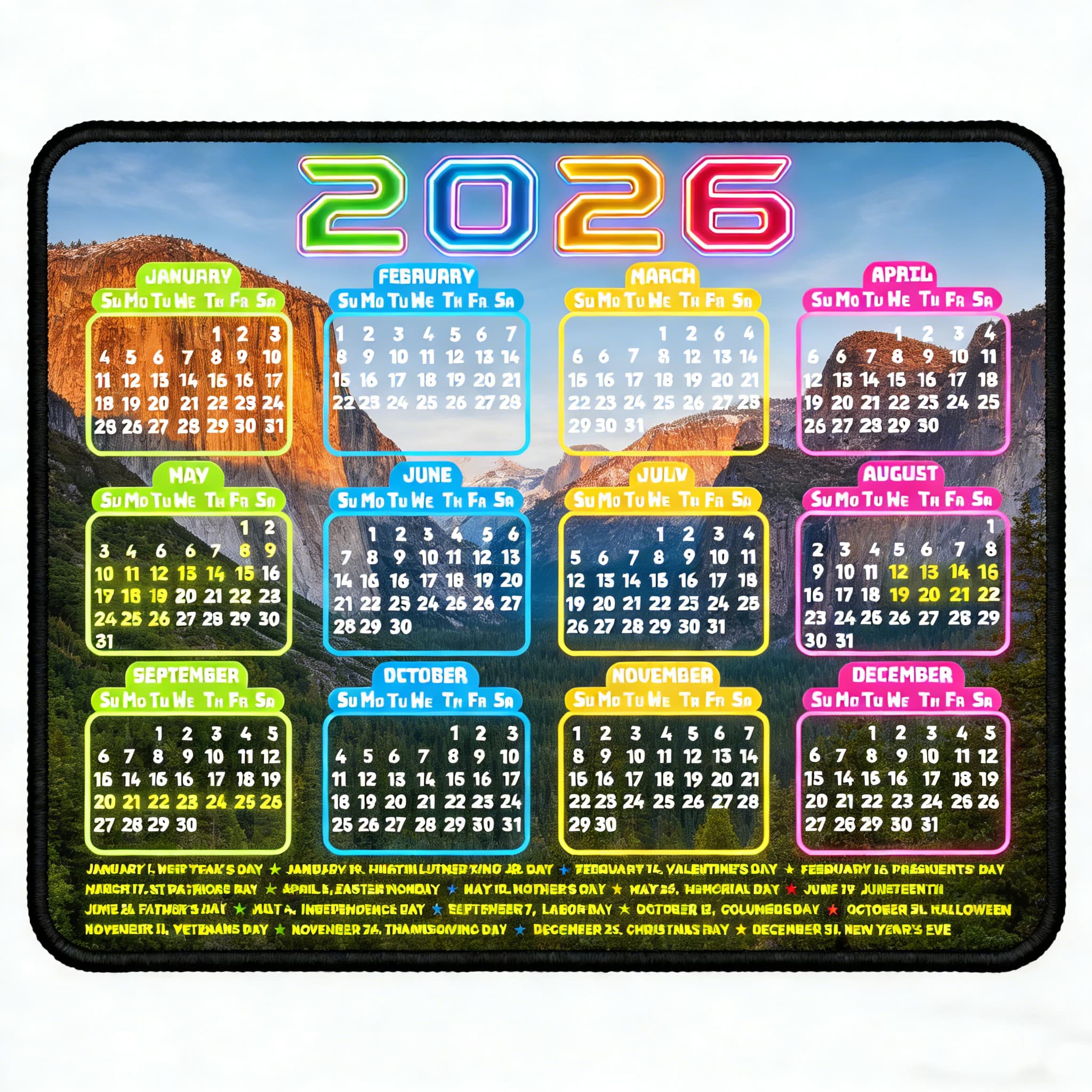 Calendar Gaming Mouse Pad